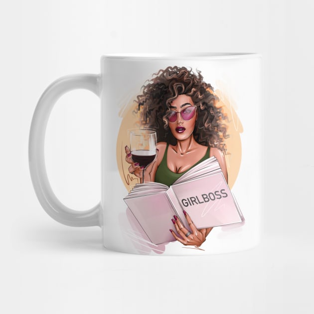 Girlboss with wine african american girl by ArctiumStudio